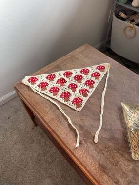 Handmade Crochet Mushroom Pattern Triangle Hair Bandana Scarf